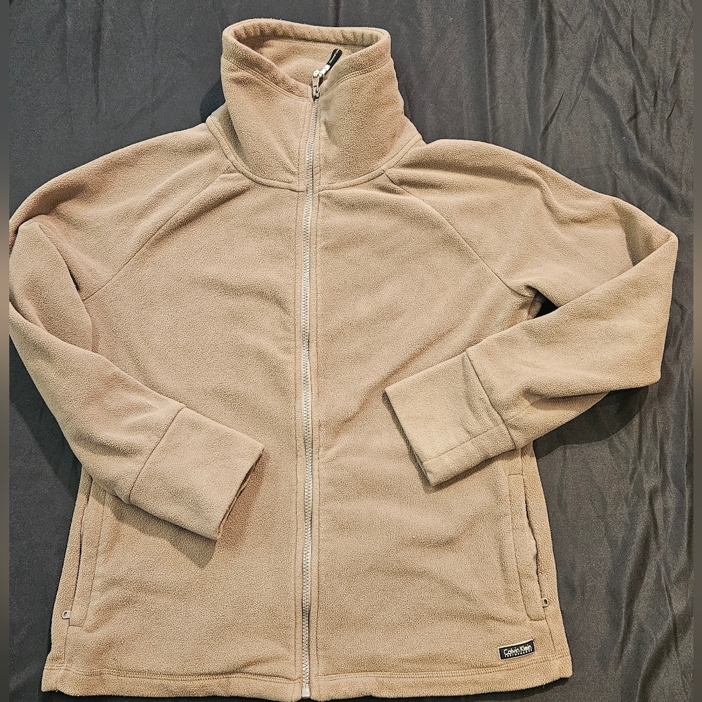 Calvin Klein Women's L Tan Fleece Logo Performance Jacket